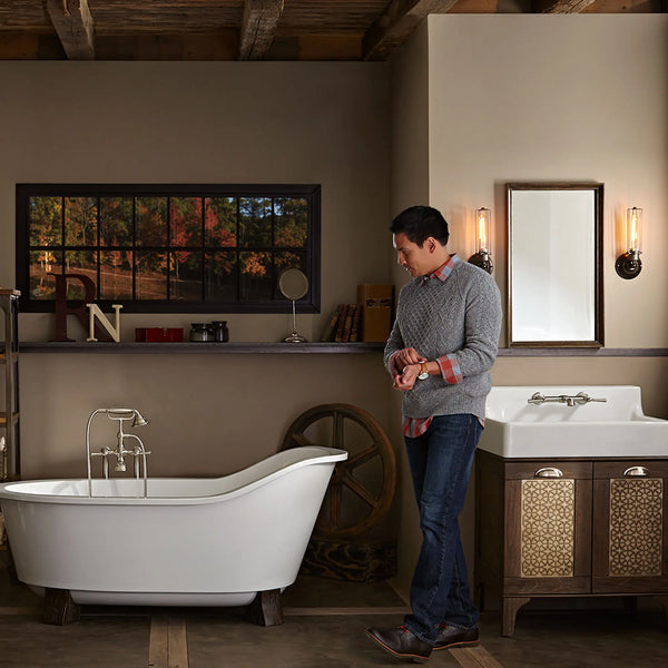 [D3515545C.150] Oak Hill® 2-Handle Wall Mount Bathroom Faucet with Lever Handles - Polished Chrome