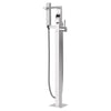 [D3590090C.100] Equility® Square Floor Mount Bathtub Filler with Hand Shower and Lever Handle - Polished Chrome