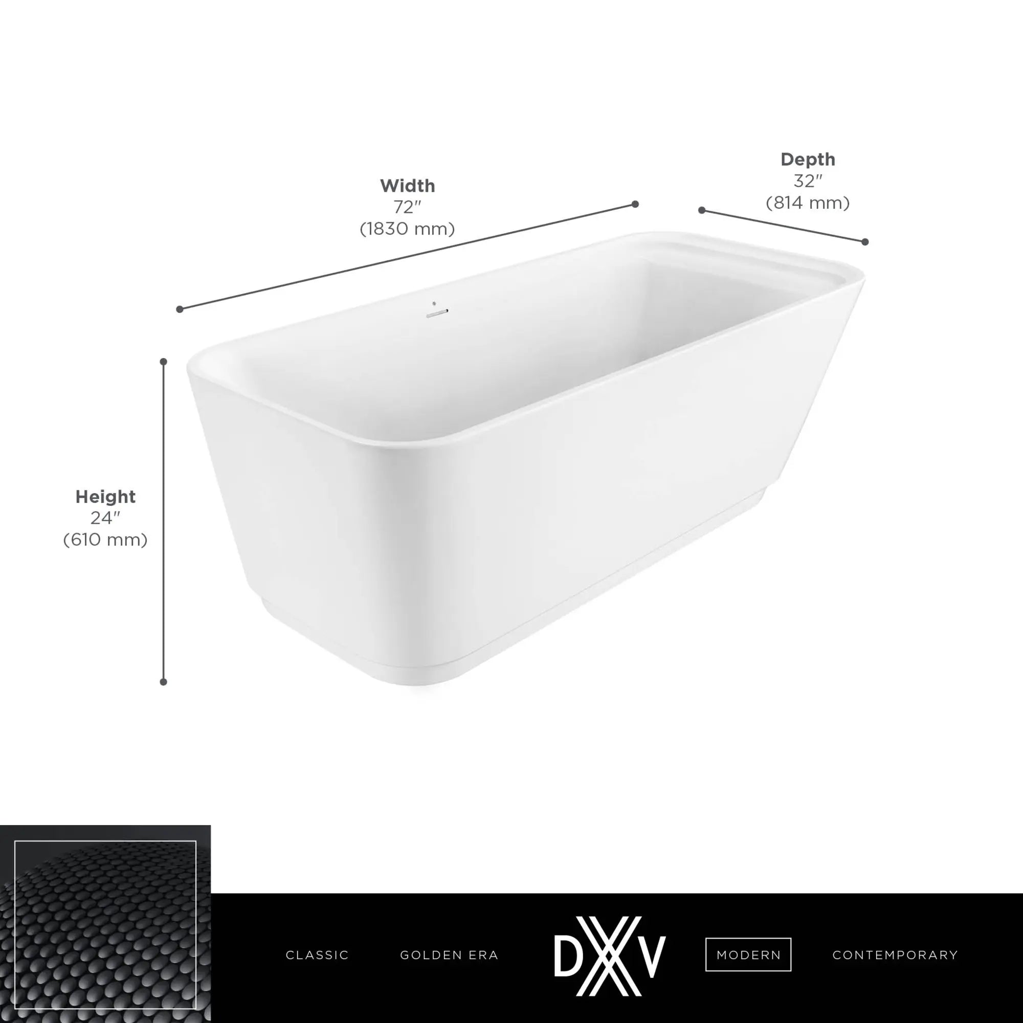 DXV® Modulus 72 in. x 32 in. Freestanding Bathtub // CANVAS WHITE // 153745_DXV_Freestanding_Tub_D12031000_2_0_CDNwebp.webp