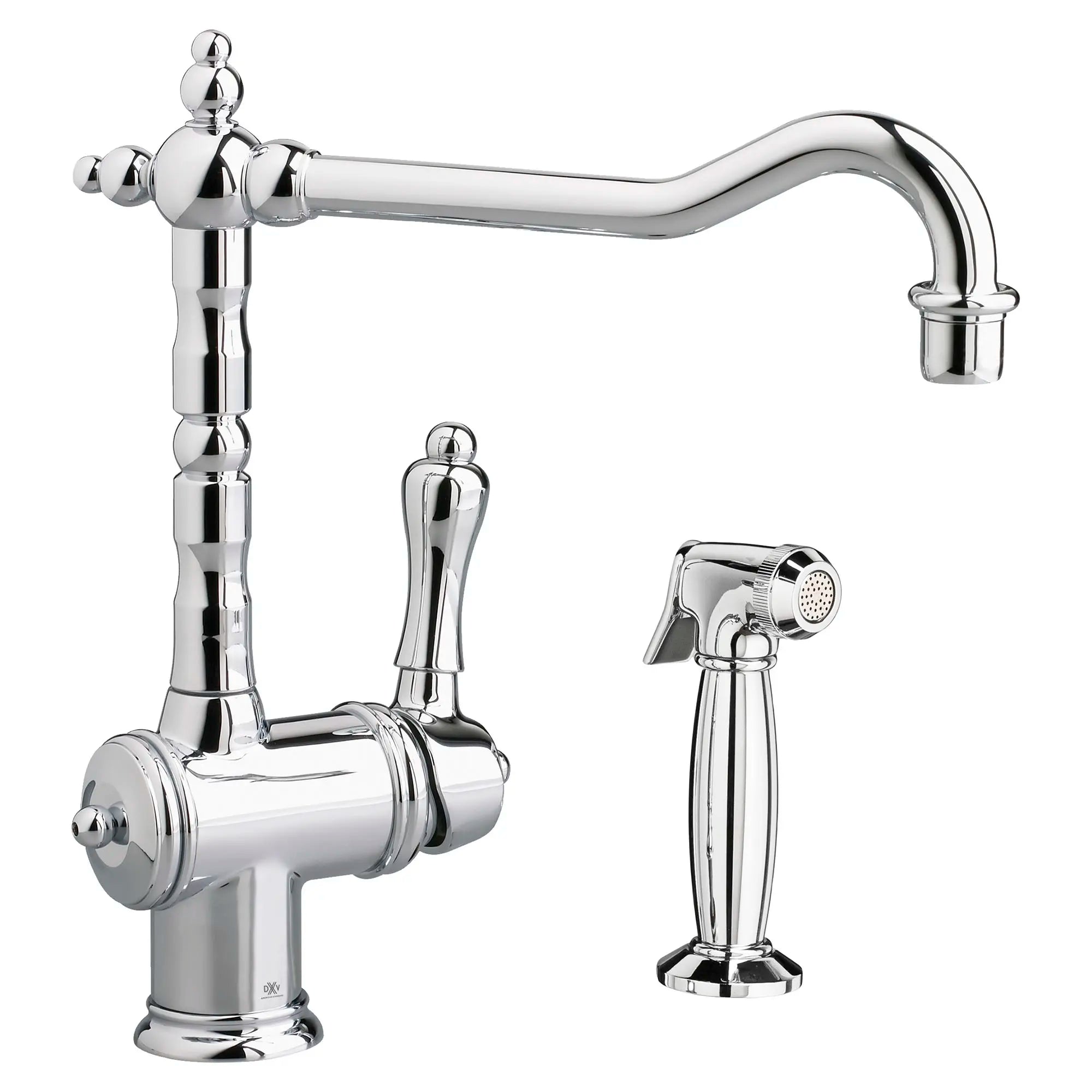 Victorian Single Handle Kitchen Faucet with Side Spray and Lever Handle // POLISHED CHROME // 154549_D35402001.100_0_CDNwebp.webp