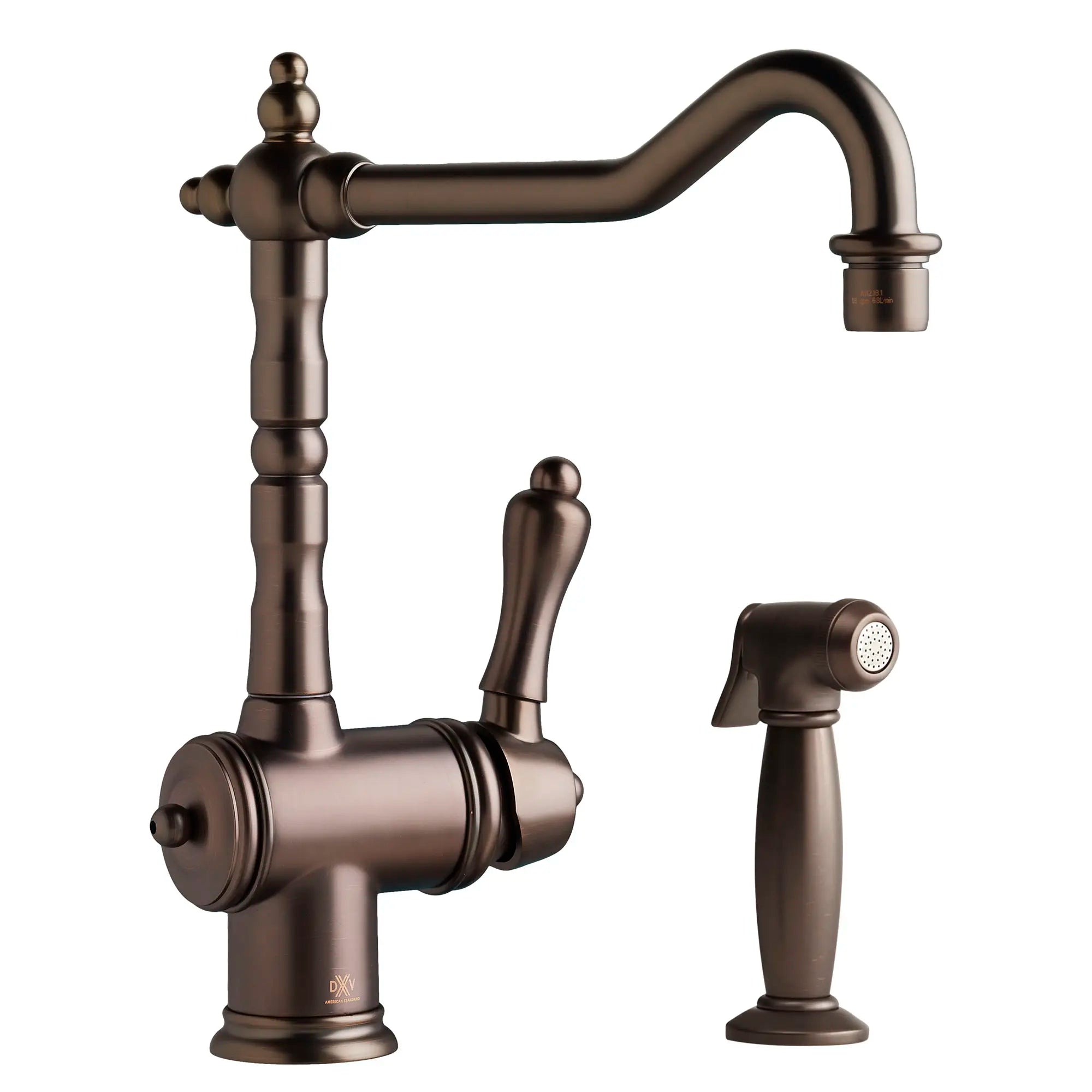 Victorian Single Handle Kitchen Faucet with Side Spray and Lever Handle // CARBON BRONZE // 154552_D35402001.110_0_CDNwebp.webp
