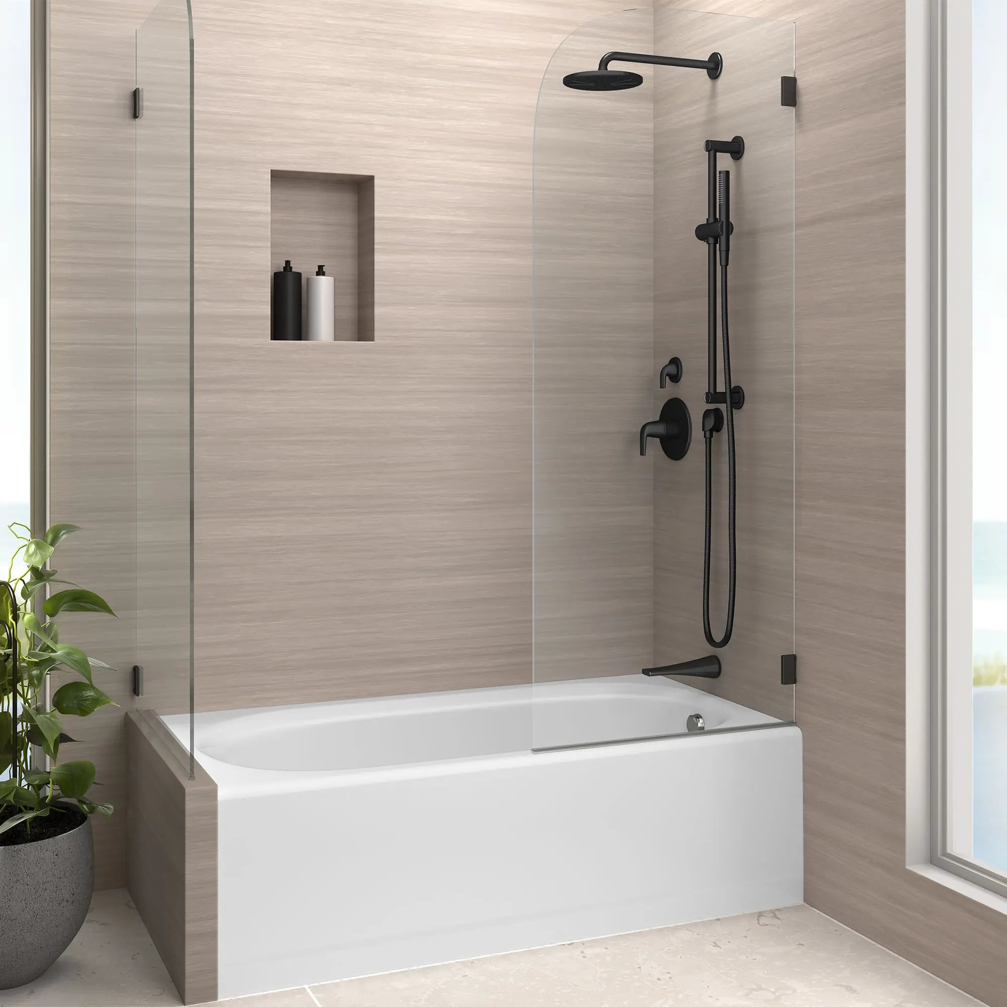 DXV® Modulus 3/2 or 4/3 Diverter Valve Trim Only with Lever Handle // MATTE BLACK // 159650_Modulus_Environment_D35700317.243_D35120770.243_D35120780.243_D35120F00.243_D35120430.243_D35120760.243_D12461002.415_D1583470.002_0001_Mar2023_0_CDNwebp.webp
