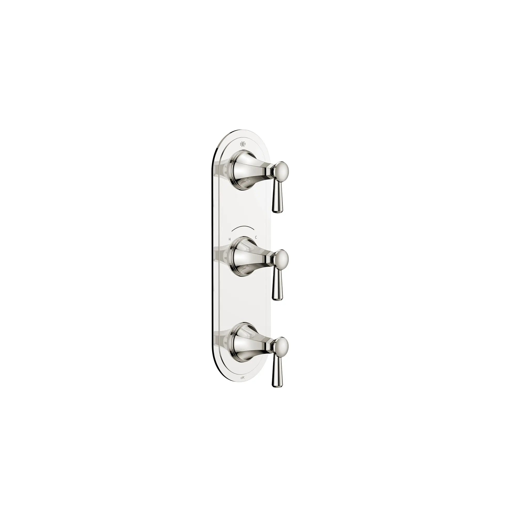 Fitzgerald 3-Handle Thermostatic Valve Trim Only with Lever Handles // PLATINUM NICKEL // 159654_Fitzgerald_SiloRight_D35160537.150_0001_Apr2023_CDNwebp.webp