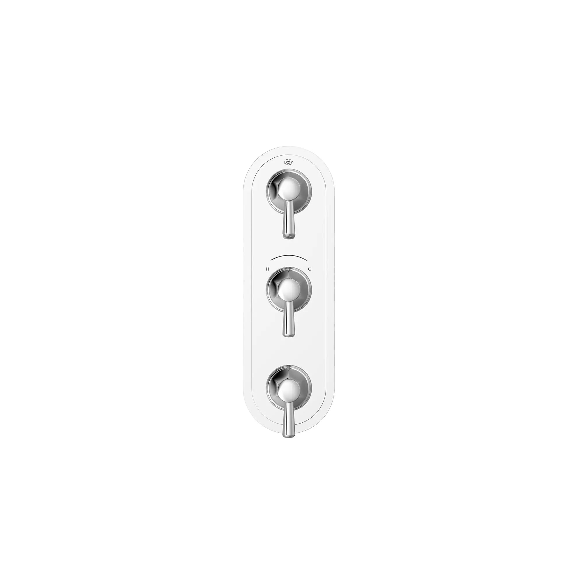 Fitzgerald 3-Handle Thermostatic Valve Trim Only with Lever Handles // POLISHED CHROME // 159656_Fitzgerald_SiloFront_D35160537.100_0001_Apr2023_0_CDNwebp.webp