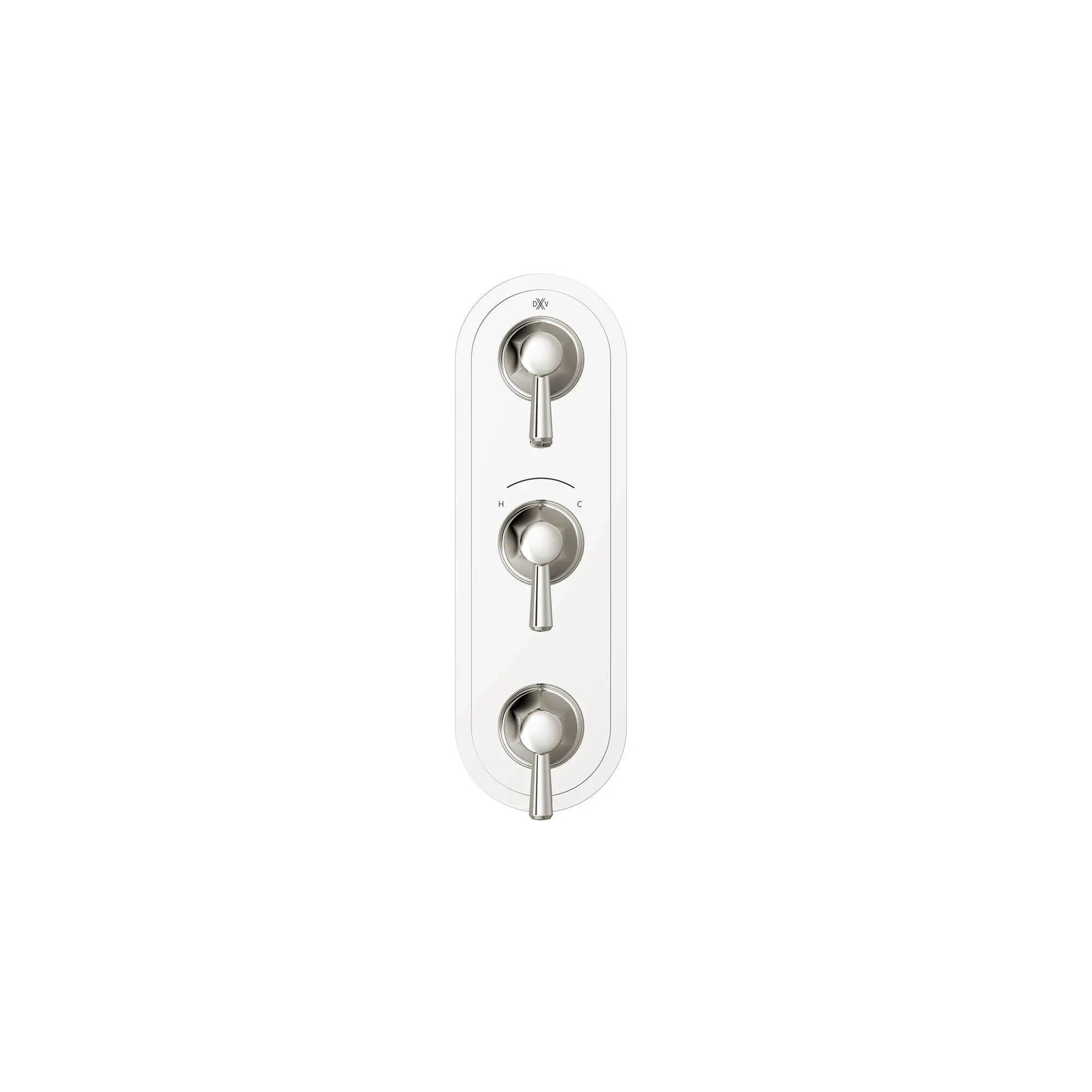 Fitzgerald 3-Handle Thermostatic Valve Trim Only with Lever Handles // PLATINUM NICKEL // 159661_Fitzgerald_SiloFront_D35160537.150_0001_Apr2023_0_CDNwebp.webp