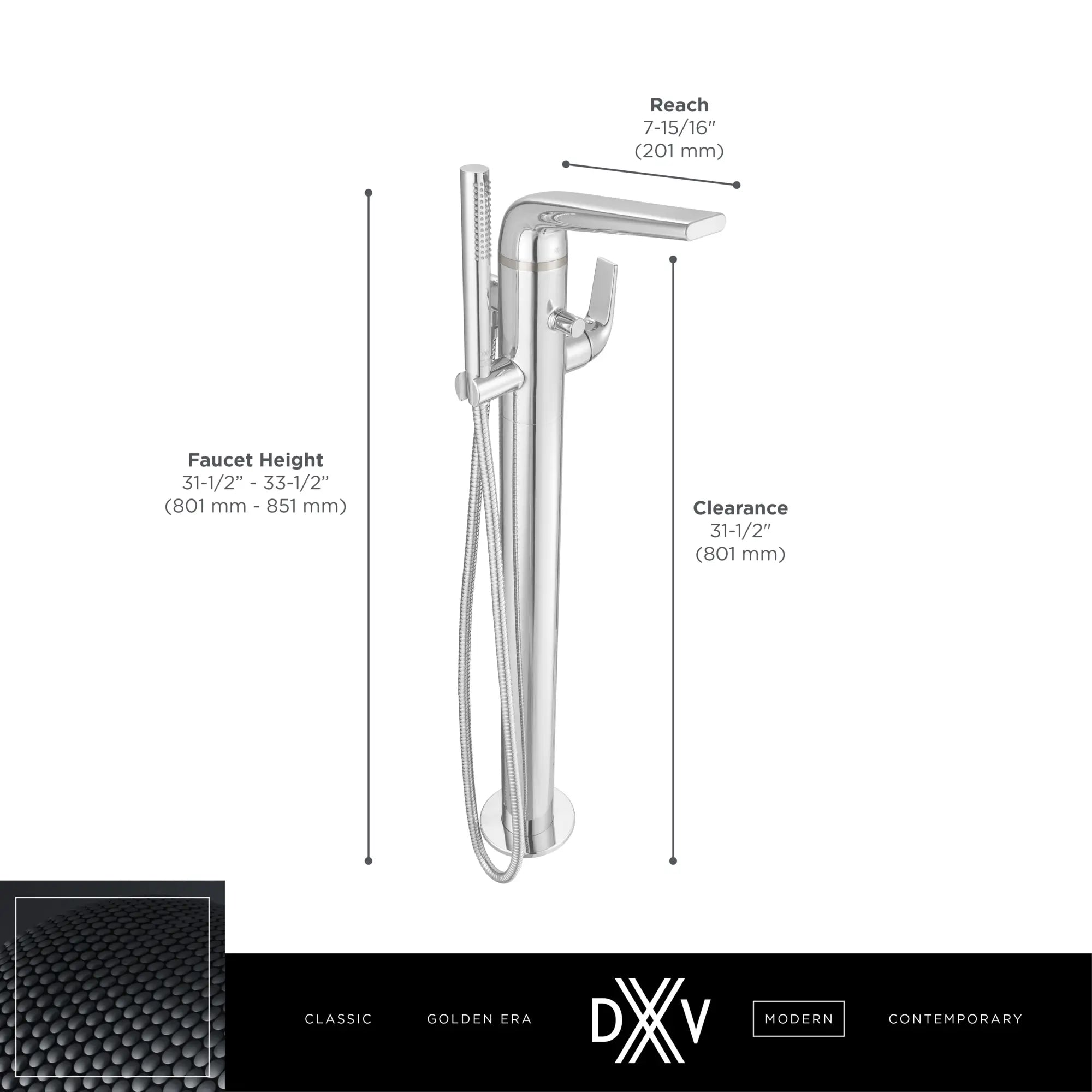 DXV® Modulus Single Handle Floor Mount Bathtub Filler with Hand Shower and Lever Handle // MATTE BLACK // 159679_DXV_Modulus_Floor_Mount_Tub_Filler_D35120951_2_0_CDNwebp.webp