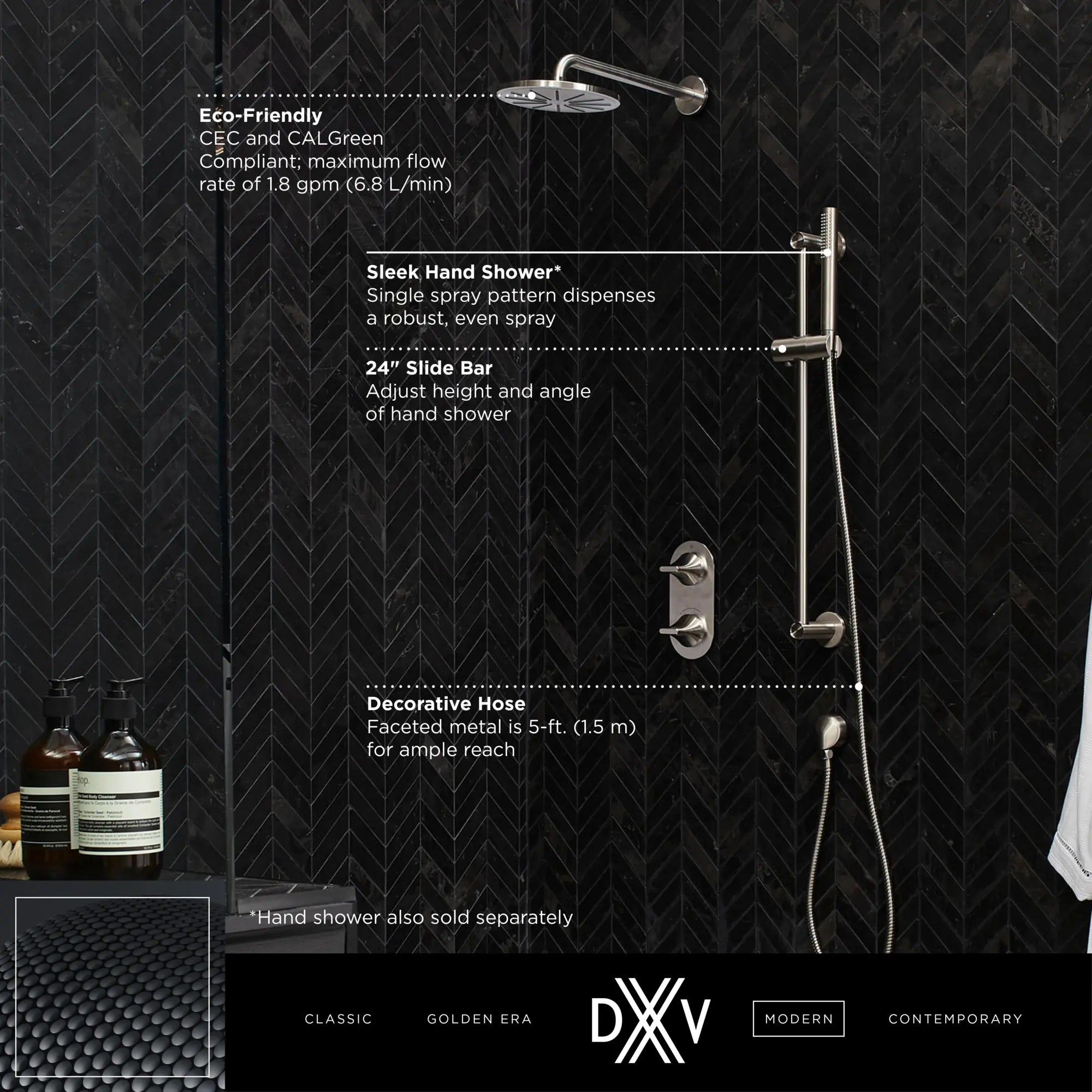 DXV® Modulus Personal Hand Shower Set with Adjustable 24 in. Slide Bar // MATTE BLACK // 159690_DXV_Modulus_Shower_Set_D35120780_1_0_CDNwebp.webp