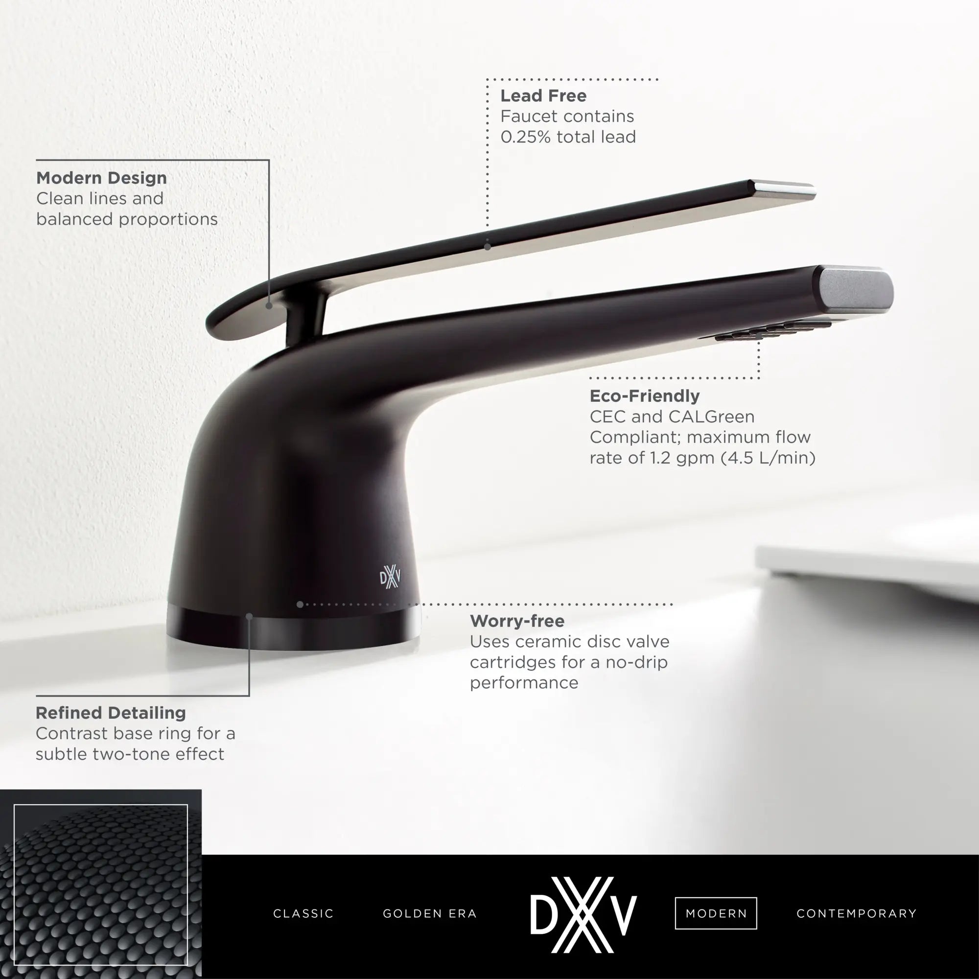 DXV® Modulus Single Handle Bathroom Faucet with Lever Handle // MATTE BLACK // 159691_2022_DXV_Modulus_Single_Lever_Faucets_D35120102_1_0_CDNwebp.webp