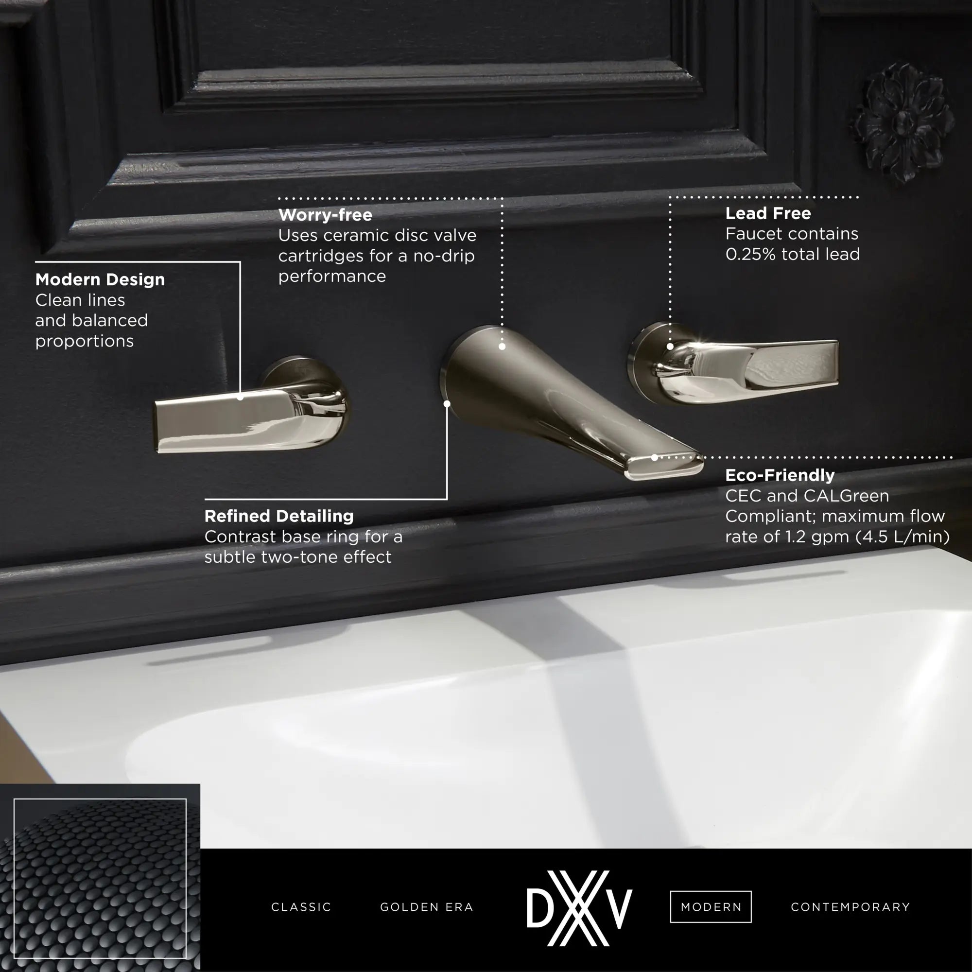 DXV® Modulus 2-Handle Wall Mount Widespread Bathroom Faucet with Lever Handles // MATTE BLACK // 159695_DXV_Modulus_Widespread_WallMount_Faucet_D35120450_1_0_CDNwebp.webp