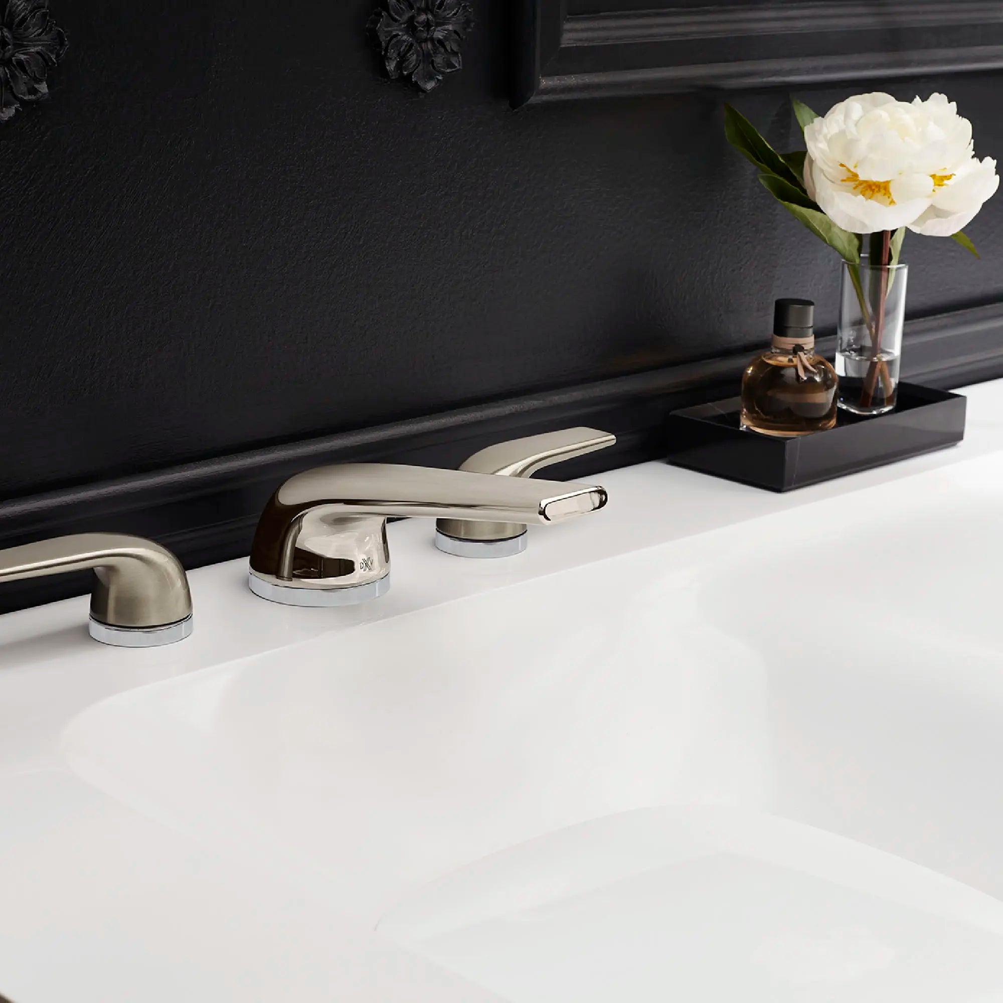 DXV® Modulus 2-Handle Widespread Bathroom Faucet with Indicator Markings and Lever Handles // PLATINUM NICKEL // 160045_B-D35120802RB.150_0_CDNwebp.webp