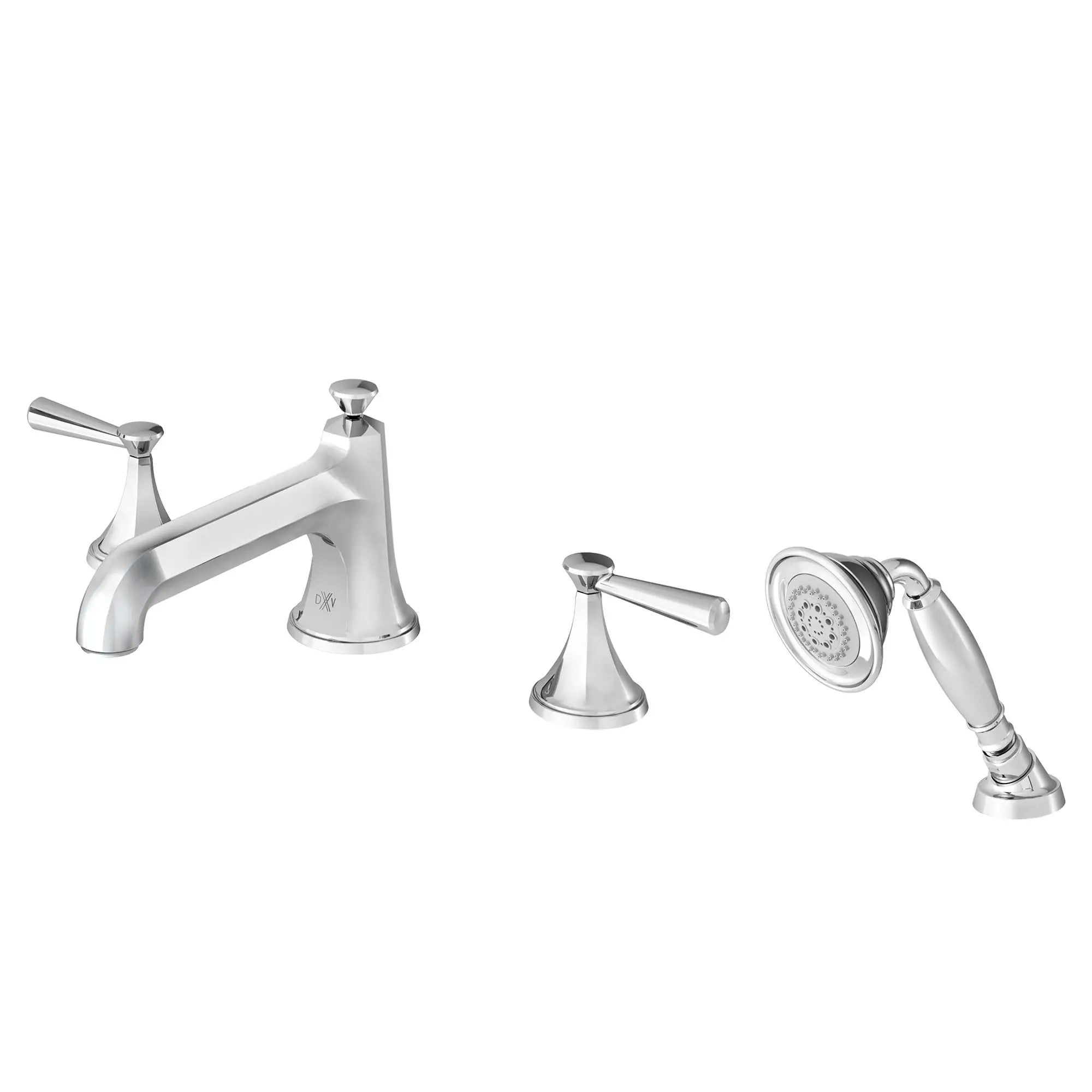 Fitzgerald 2-Handle Deck Mount Bathtub Faucet with Hand Shower and Lever Handles // POLISHED CHROME // 160056_D35160900100_1_0_CDNwebp.webp