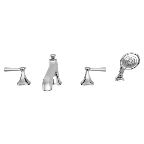 Fitzgerald 2-Handle Deck Mount Bathtub Faucet with Hand Shower and Lever Handles