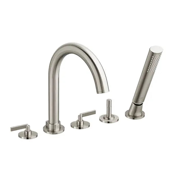 Percy 2-Handle Deck Mount Bathtub Faucet with Hand Shower and Lever Handles // BRUSHED NICKEL // 160124_D3510590C.144_0_CDNwebp.webp