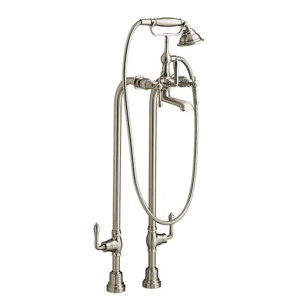 Transitional Floor Mount Bathtub Filler with Hand Shower and Lever Handles // BRUSHED NICKEL // 160178_D3510295C.144_0_CDNwebp.webp