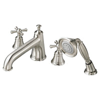 [D3510294C.144] Randall 2-Handle Deck Mount Bathtub Faucet with Hand Shower and Cross Handles - Polished Chrome