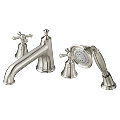 [D3510294C.144] Randall 2-Handle Deck Mount Bathtub Faucet with Hand Shower and Cross Handles - Polished Chrome