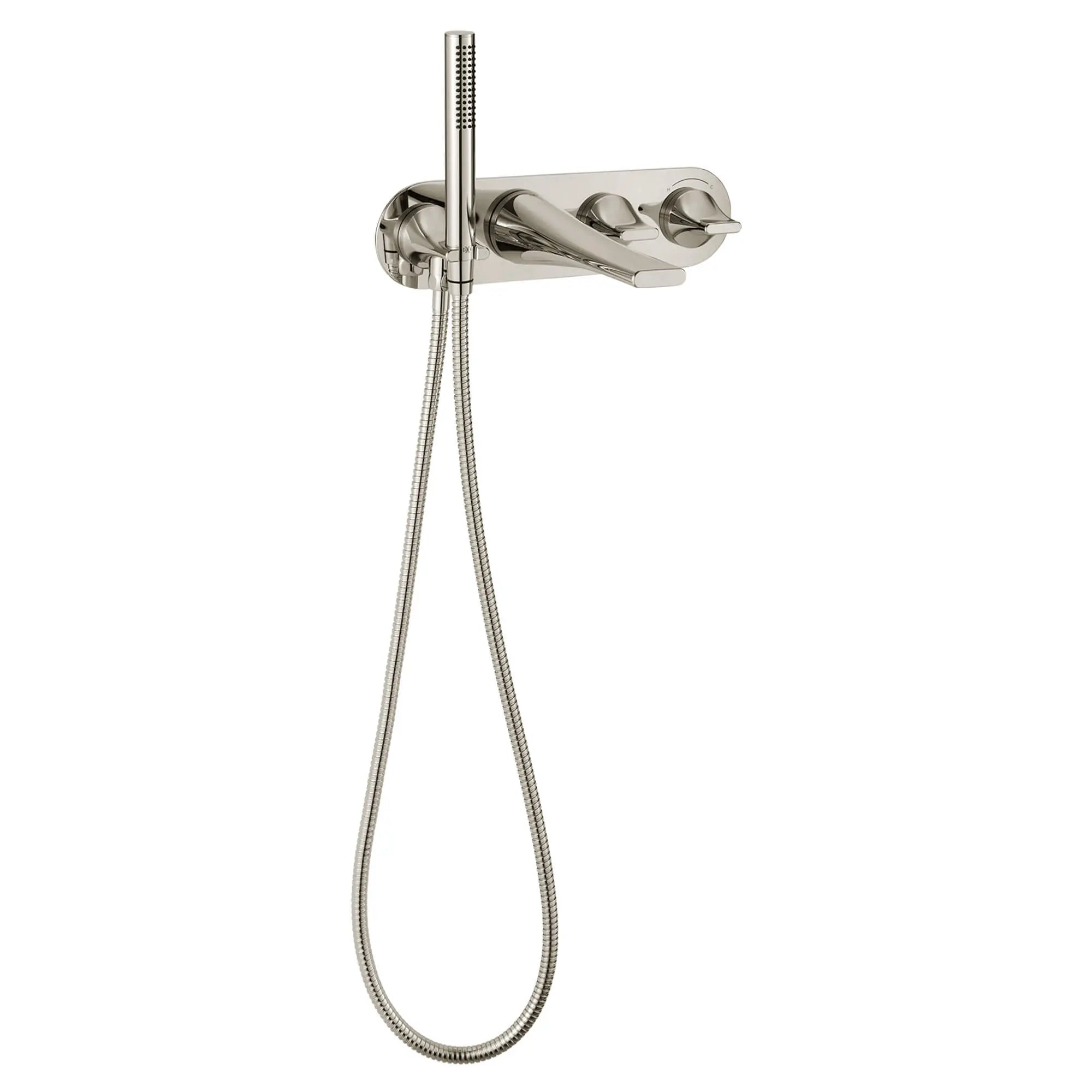 DXV® Modulus 2-Handle Wall Mount Bathtub Faucet with Hand Shower // BRUSHED NICKEL // 160209_D35120981.144_0_CDNwebp.webp