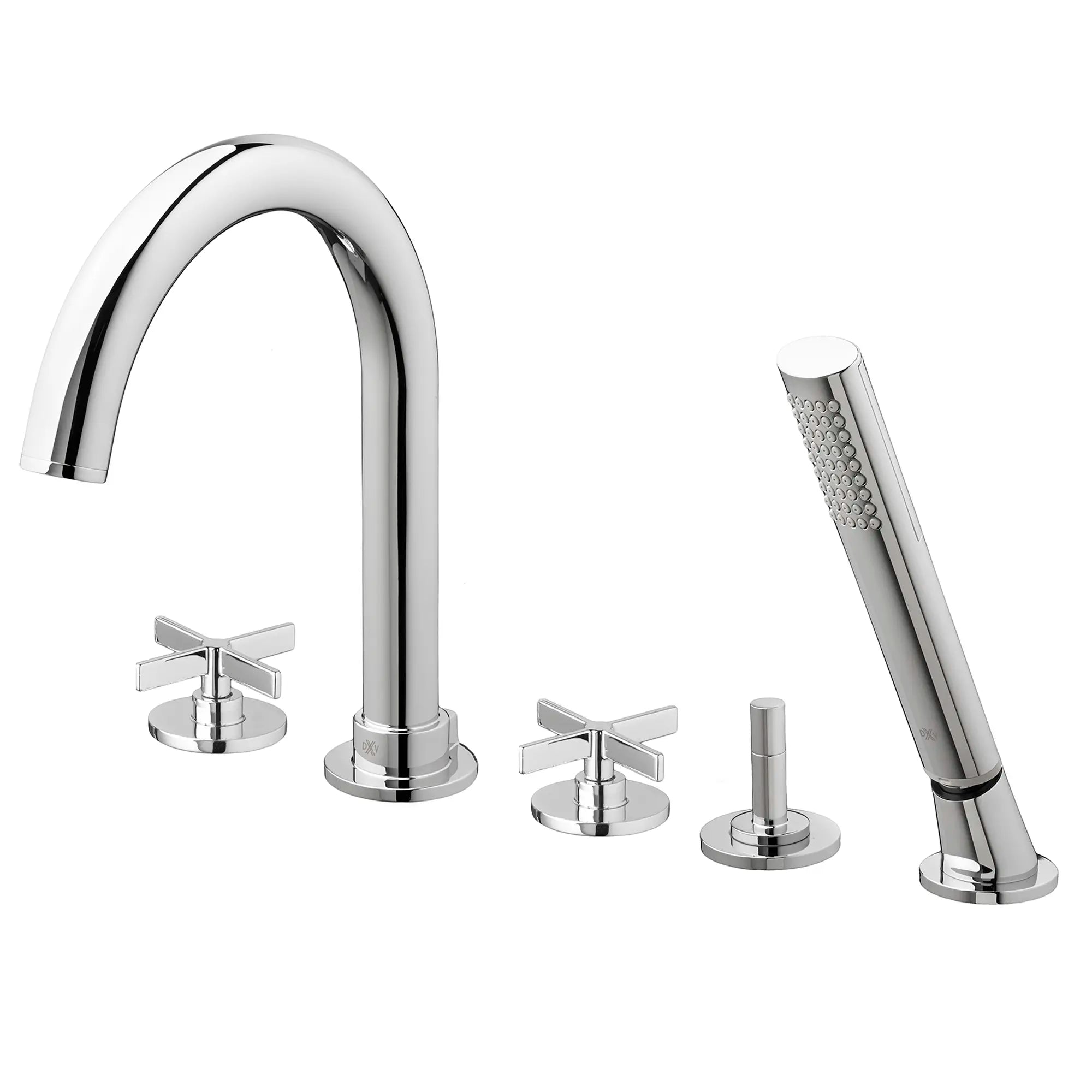 Percy 2-Handle Deck Mount Bathtub Faucet with Hand Shower and Cross Handles // POLISHED CHROME // 160252_D35105940100_1_0_CDNwebp.webp
