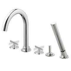 [D3510594C.100] Percy 2-Handle Deck Mount Bathtub Faucet with Hand Shower and Cross Handles - Polished Chrome