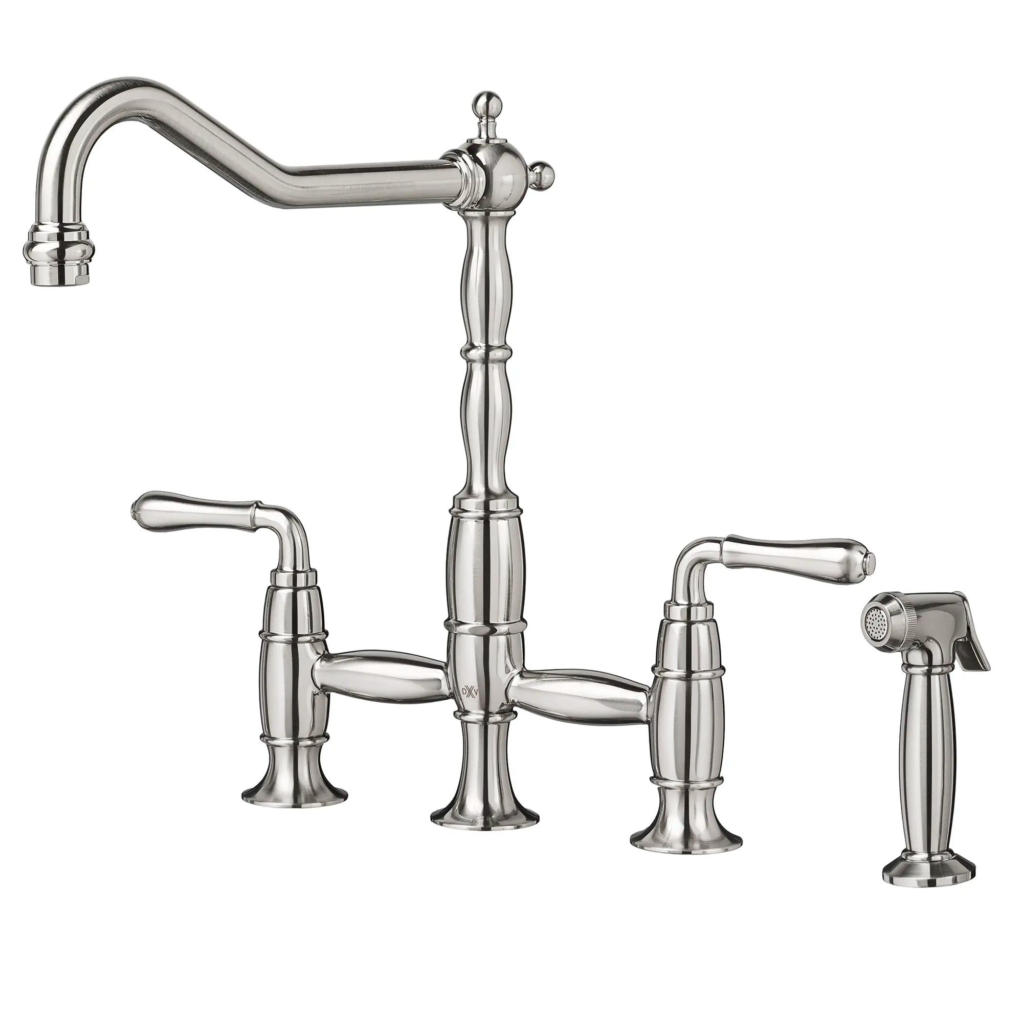Victorian 2-Handle Widespread Bridge Kitchen Faucet with Side Spray and Lever Handles // ULTRA STEEL // 160336_D35402250355_1_0_CDNwebp.webp