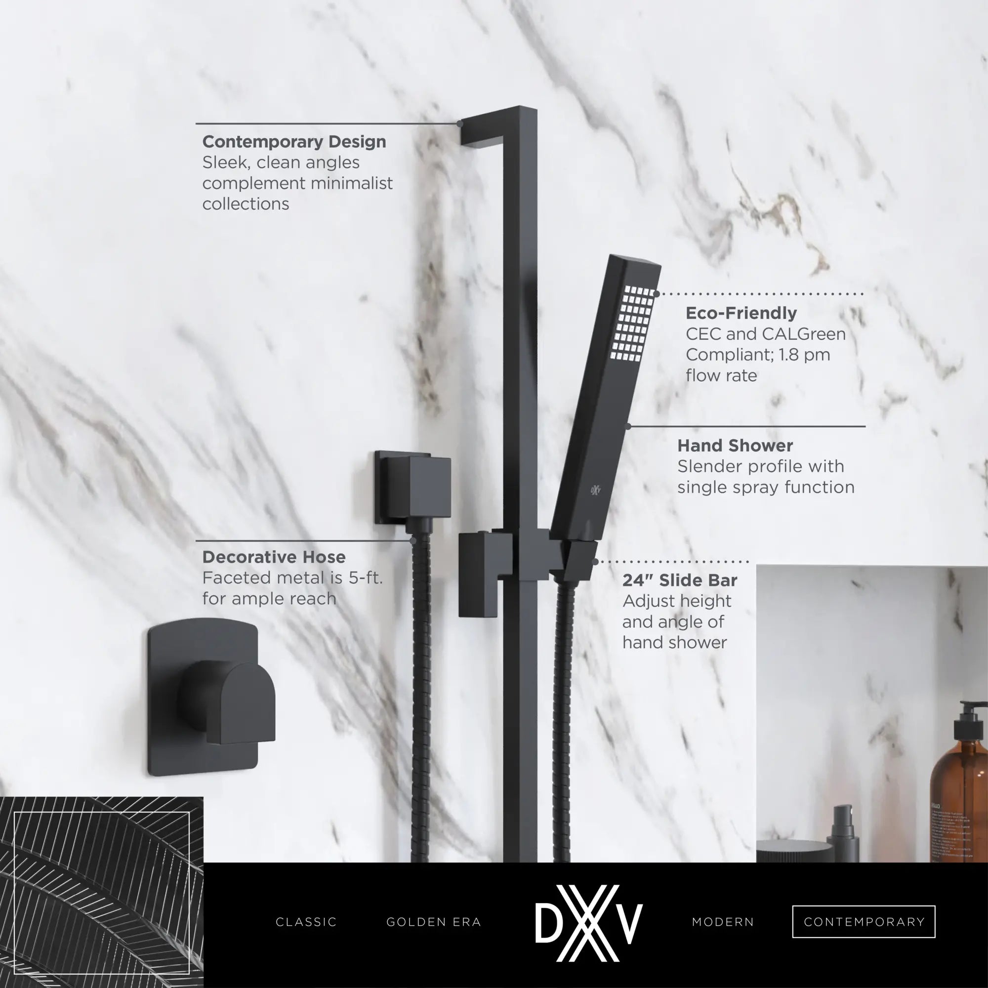 Square Personal Hand Shower Set with Adjustable 24 in. Slide Bar // POLISHED CHROME // 186076_Equility_Infographic_D3570043C_0001_SEPT2023_CDNwebp.webp