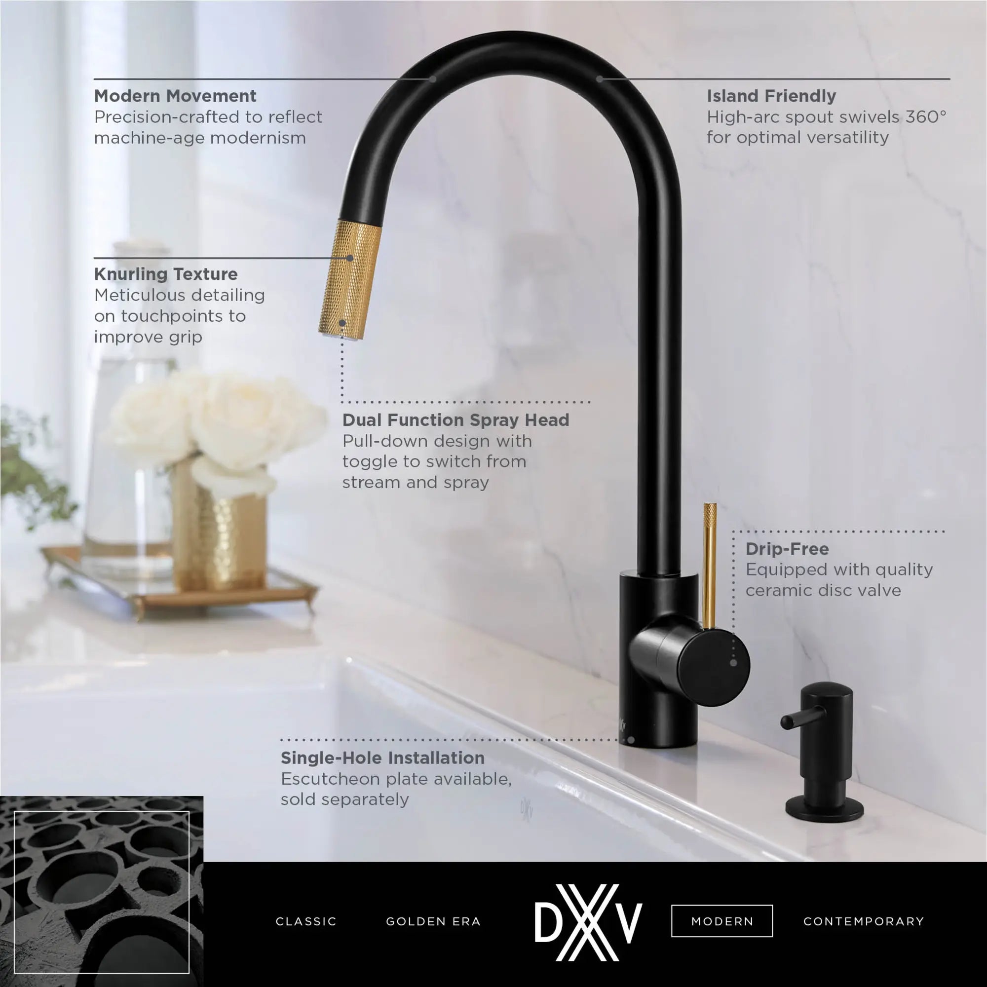 Etre® Single Handle Bar Faucet with Lever Handle // POLISHED CHROME // 2459_DXV_Etre_Pull-Down_Kitchen_Faucet_D35404300_Info_1_0_CDNwebp.webp