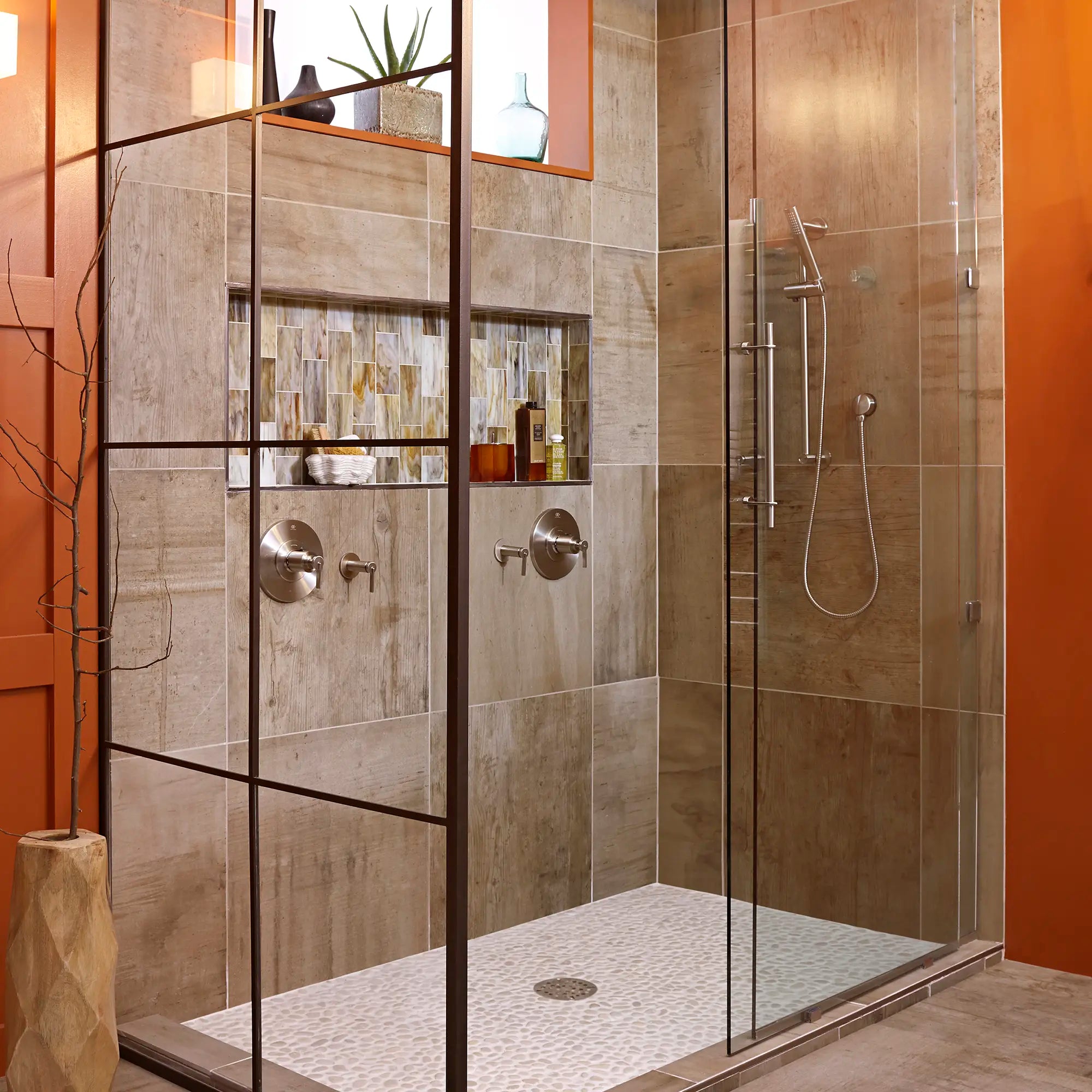 Contemporary Single Function 10 in. Round Showerhead // BRUSHED NICKEL // 40450_B-D35700210144_D35105781144_D35105500144_03_CDNwebp.webp