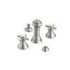 [D35101334.144] Three-Hole Bidet Faucet with Cross Handles - Brushed Nickel