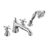 [D35102940.100] Deck Mount Tub Filler with Hand Shower - Cross Handles - Polished Chrome