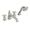[D35102940.144] Deck Mount Tub Filler with Hand Shower - Cross Handles - Brushed Nickel