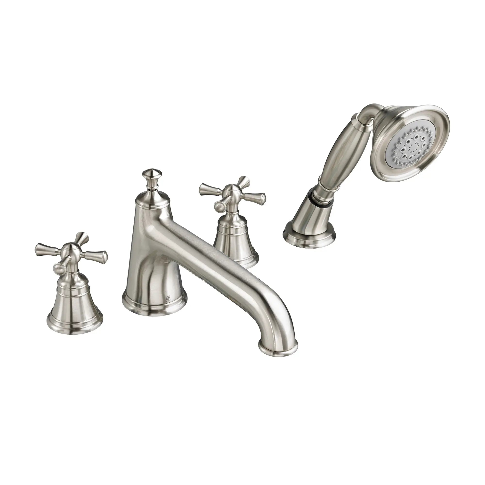 Deck Mount Tub Filler with Hand Shower - Cross Handles // BRUSHED NICKEL // 41526_D35102940144_0_CDNwebp.webp
