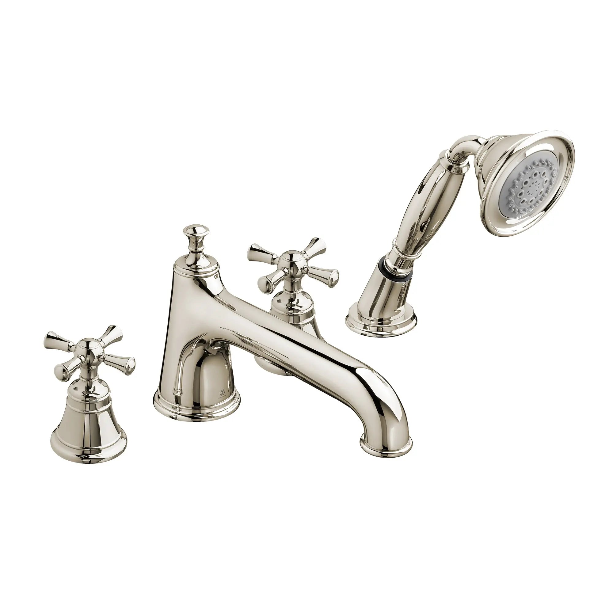 Deck Mount Tub Filler with Hand Shower - Cross Handles // PLATINUM NICKEL // 41527_D35102940150_0_CDNwebp.webp