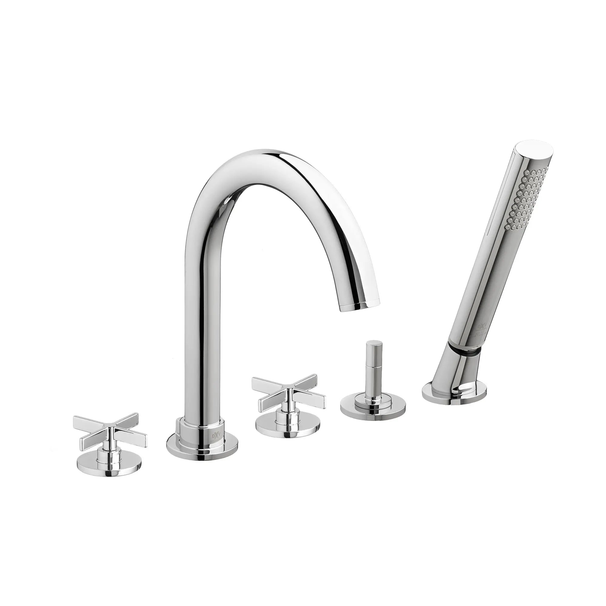 Percy 2-Handle Deck Mount Bathtub Faucet with Hand Shower and Cross Handles // POLISHED CHROME // 41630_D35105940100_0_CDNwebp_e0aa739d-e15b-4ecc-9883-0c5a9a505146.webp