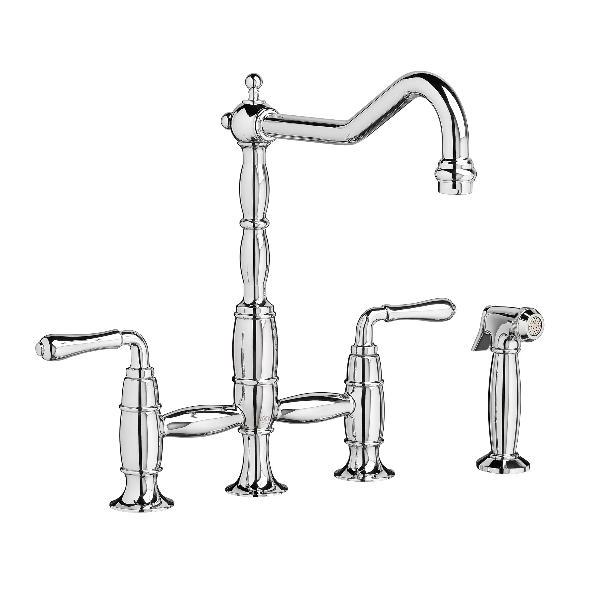 Victorian 2-Handle Widespread Bridge Kitchen Faucet with Side Spray and Lever Handles // POLISHED CHROME // 41710_D35402250100_0_CDNwebp.webp