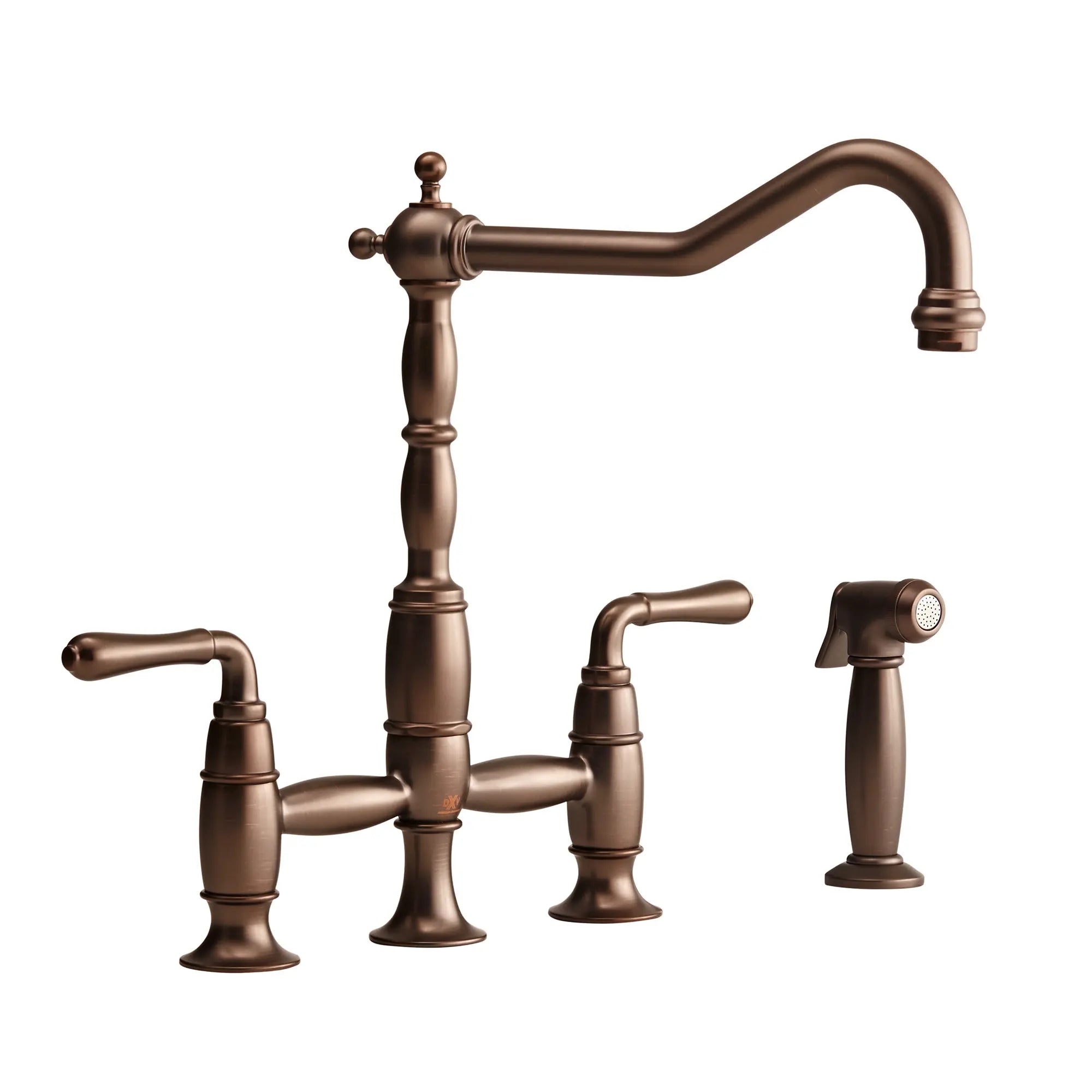 Victorian 2-Handle Widespread Bridge Kitchen Faucet with Side Spray and Lever Handles // CARBON BRONZE // 41715_D35402250110_0_CDNwebp.webp