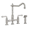 [D35402250.355] Victorian 2-Handle Widespread Bridge Kitchen Faucet with Side Spray and Lever Handles - Polished Chrome