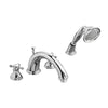 [D3510194C.100] Ashbee 2-Handle Deck Mount Bathtub Faucet with Hand Shower and Cross Handles - Polished Chrome