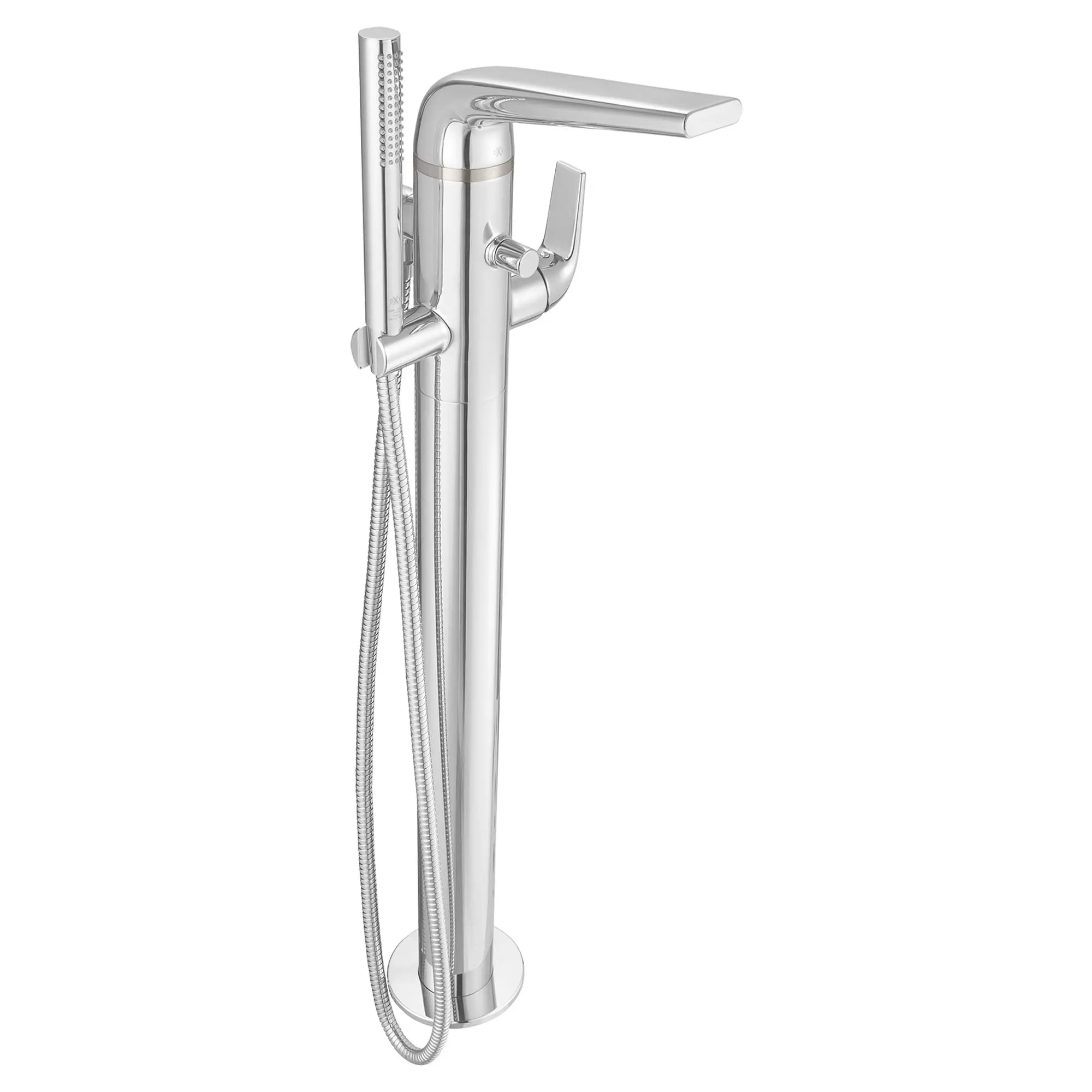 DXV® Modulus Single Handle Floor Mount Bathtub Filler with Hand Shower and Lever Handle // POLISHED CHROME // 42066_D35120951100_0_CDNwebp.webp
