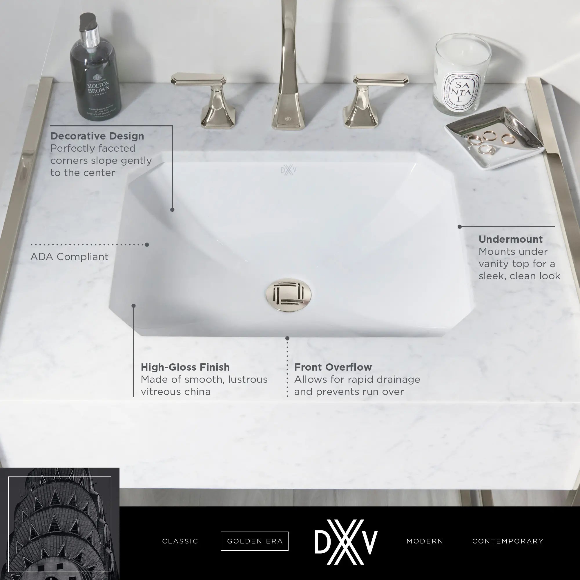 Belshire® Rectangle Sink // CANVAS WHITE // 68253_DXV_Belshire_Undermount_Sink_D20205000_Info_1_0_CDNwebp.webp