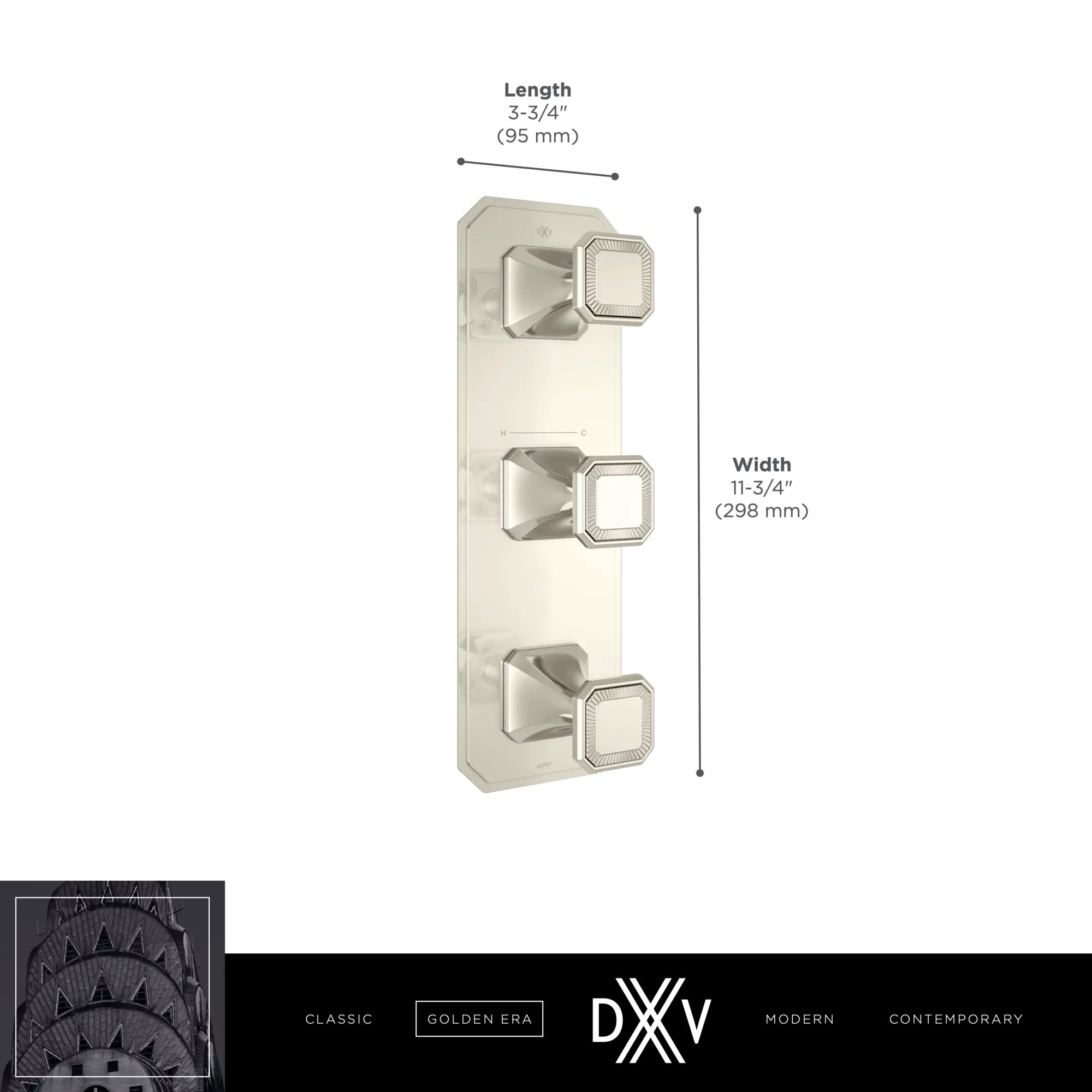 Belshire® 3-Handle Thermostatic Valve Trim Only with Cushion Handles // POLISHED CHROME // 68283_2020_DXV_3_Handle_Thermo_Slim_Valve_D35170539_1_CDNwebp.webp