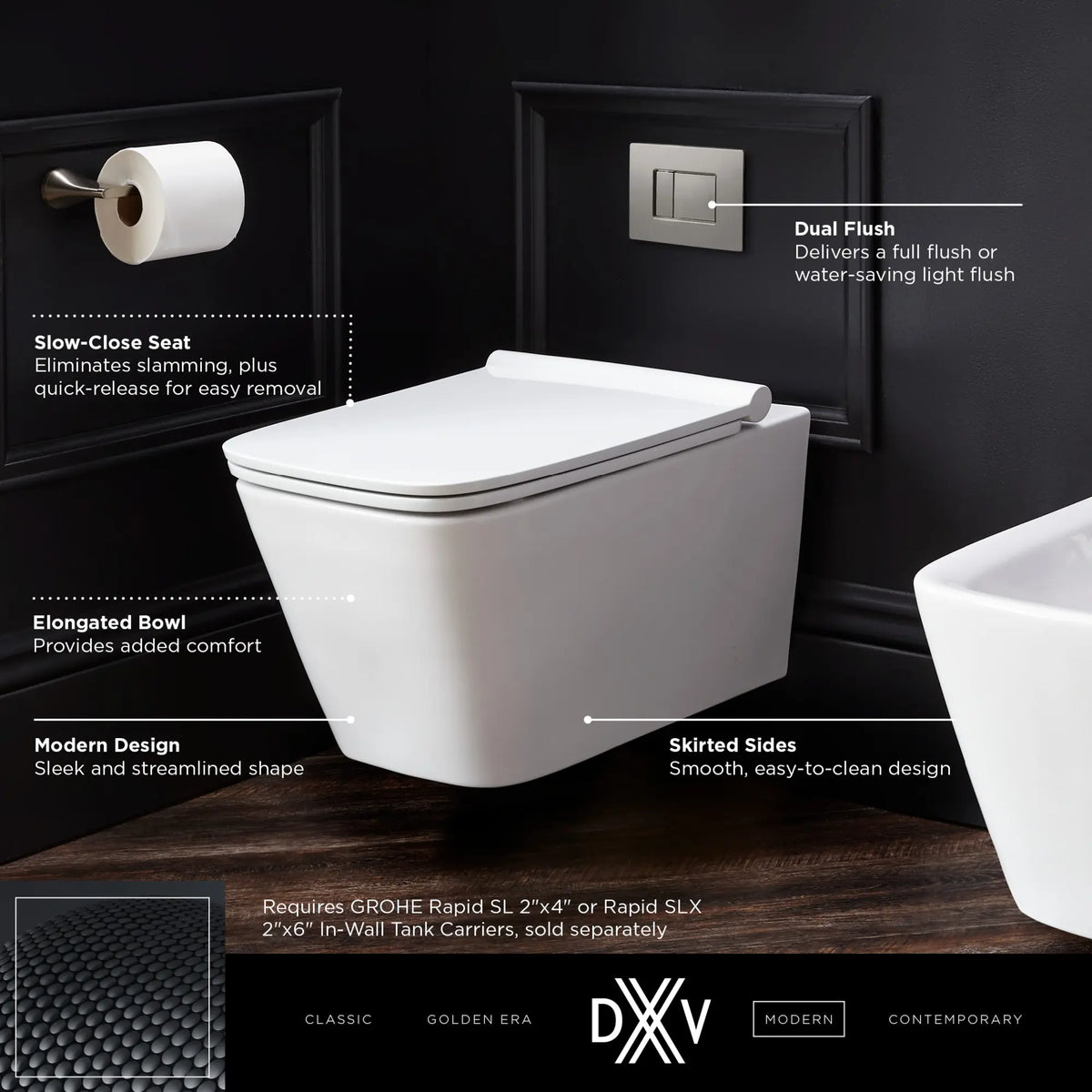 Dxv Modulus Commode Dxv® Modulus Wall-hung Elongated Toilet Bowl With Seat
