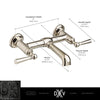[D3515545C.100] Oak Hill® 2-Handle Wall Mount Bathroom Faucet with Lever Handles - Polished Chrome