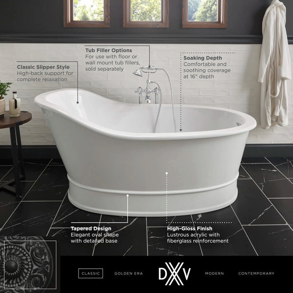 [D12025004.415] Oak Hill® 66 in. x 36 in. Freestanding Bathtub - Canvas White