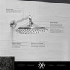 Oak Hill® Single Function 10 in. Round Rain Can Showerhead // POLISHED CHROME // 68400_DXV_Oak_Hill_Showerhead_D35155110_Infographic_1_CDNwebp.webp