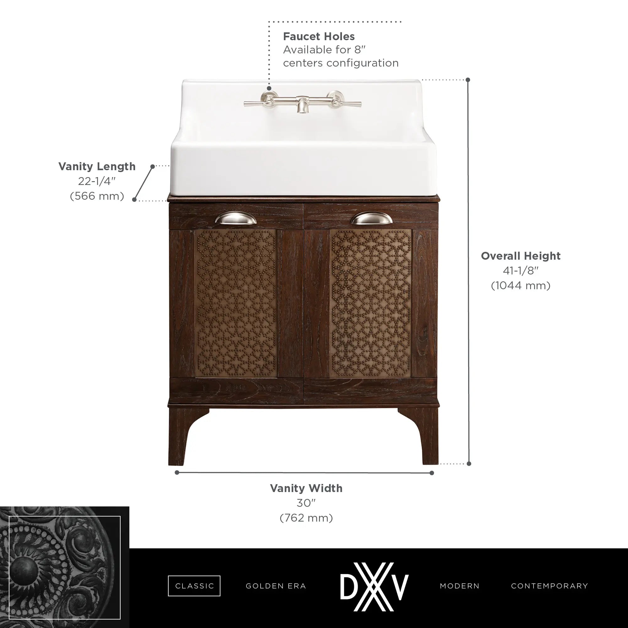 Oak Hill® 30 in. Single Vanity Only // WEATHERED OAK // 68426_DXV_Oak_Hill_Vanity_D19010030.239_Info_2_CDNwebp.webp