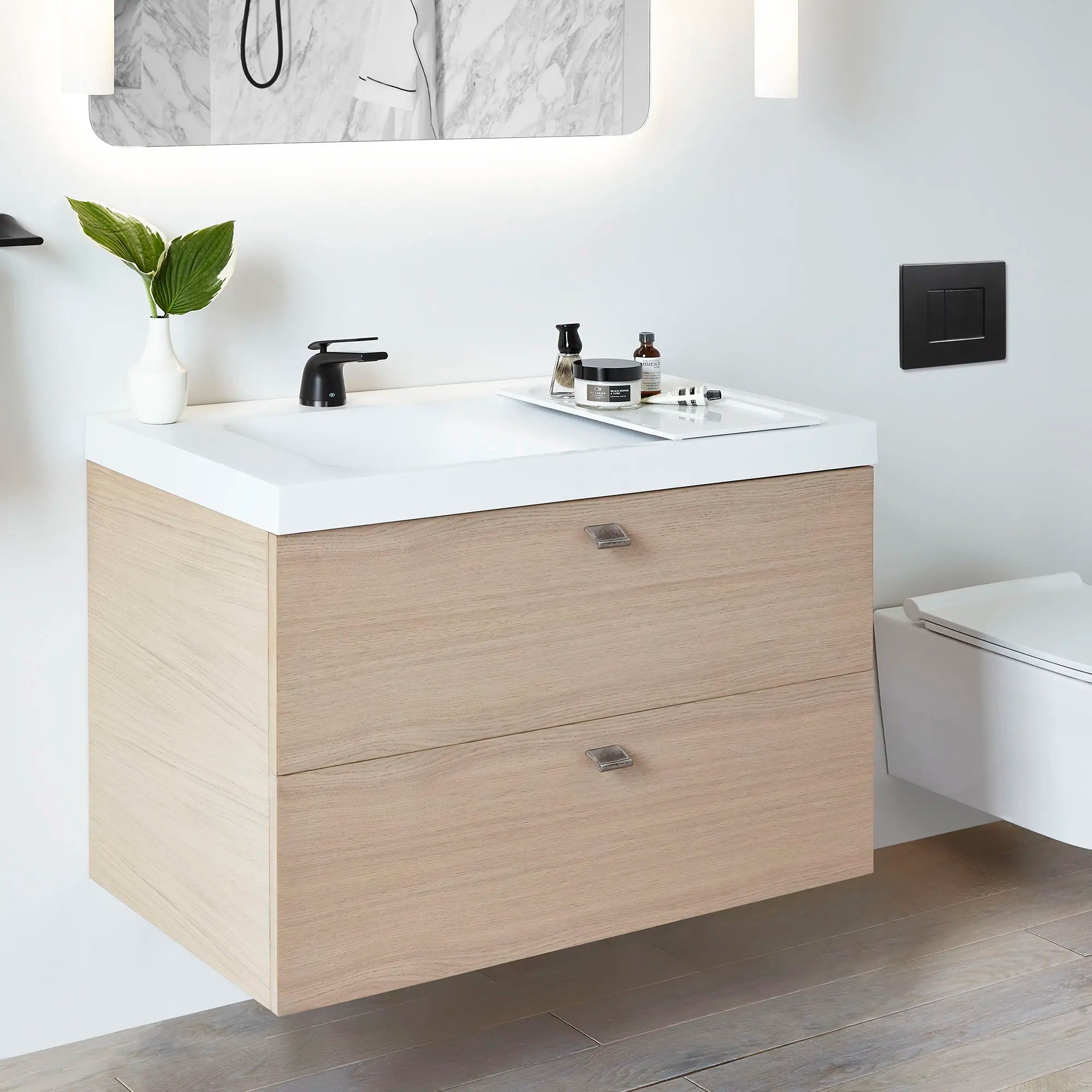 DXV® Modulus Single Handle Bathroom Faucet with Lever Handle // MATTE BLACK // 84765_B-D35120102243_D23040A000415_D19075036LH414_CDNwebp.webp