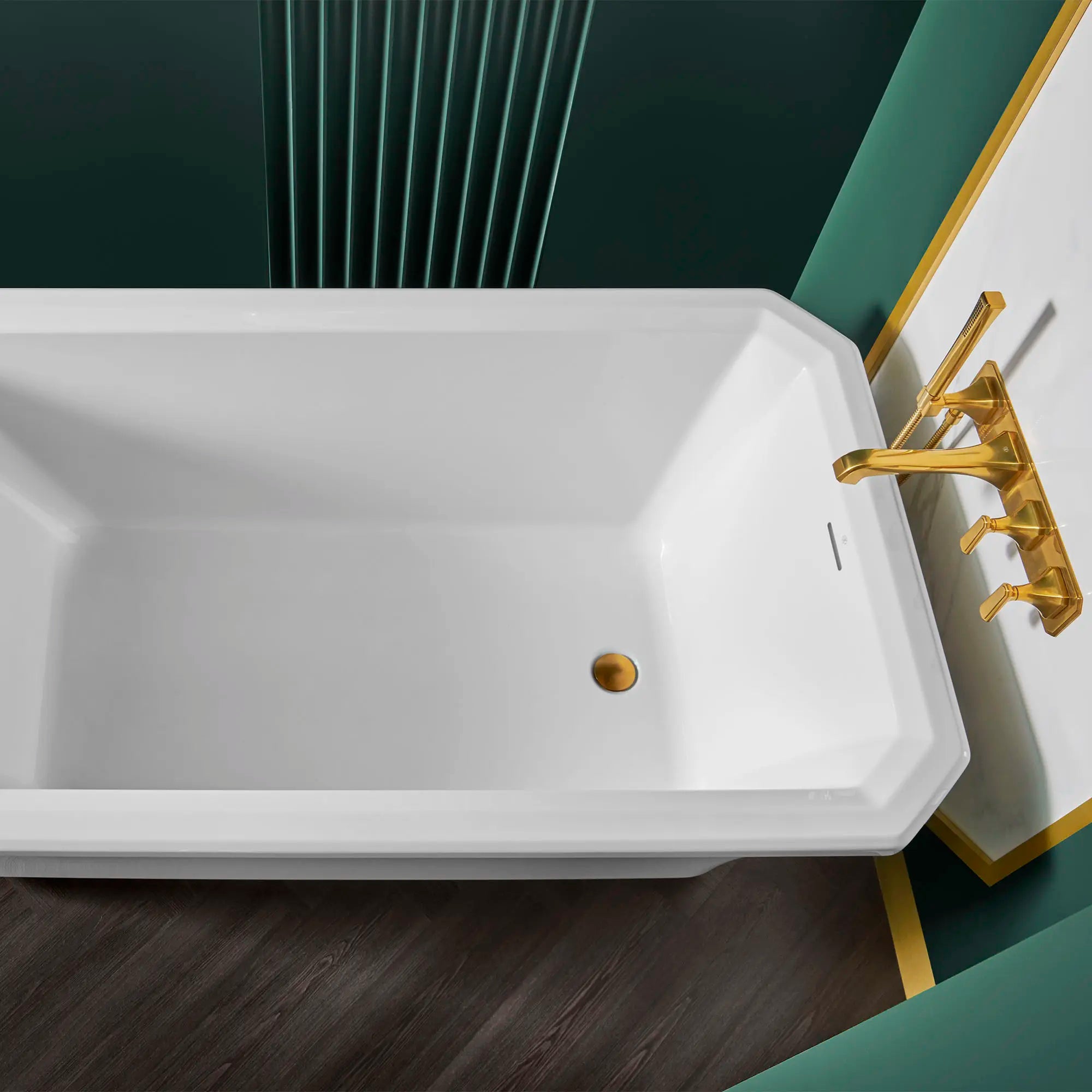 Belshire® 2-Handle Wall Mount Bathtub Faucet with Hand Shower and Lever Handles // SATIN BRASS // 85764_B-D35170980427_1_CDNwebp.webp