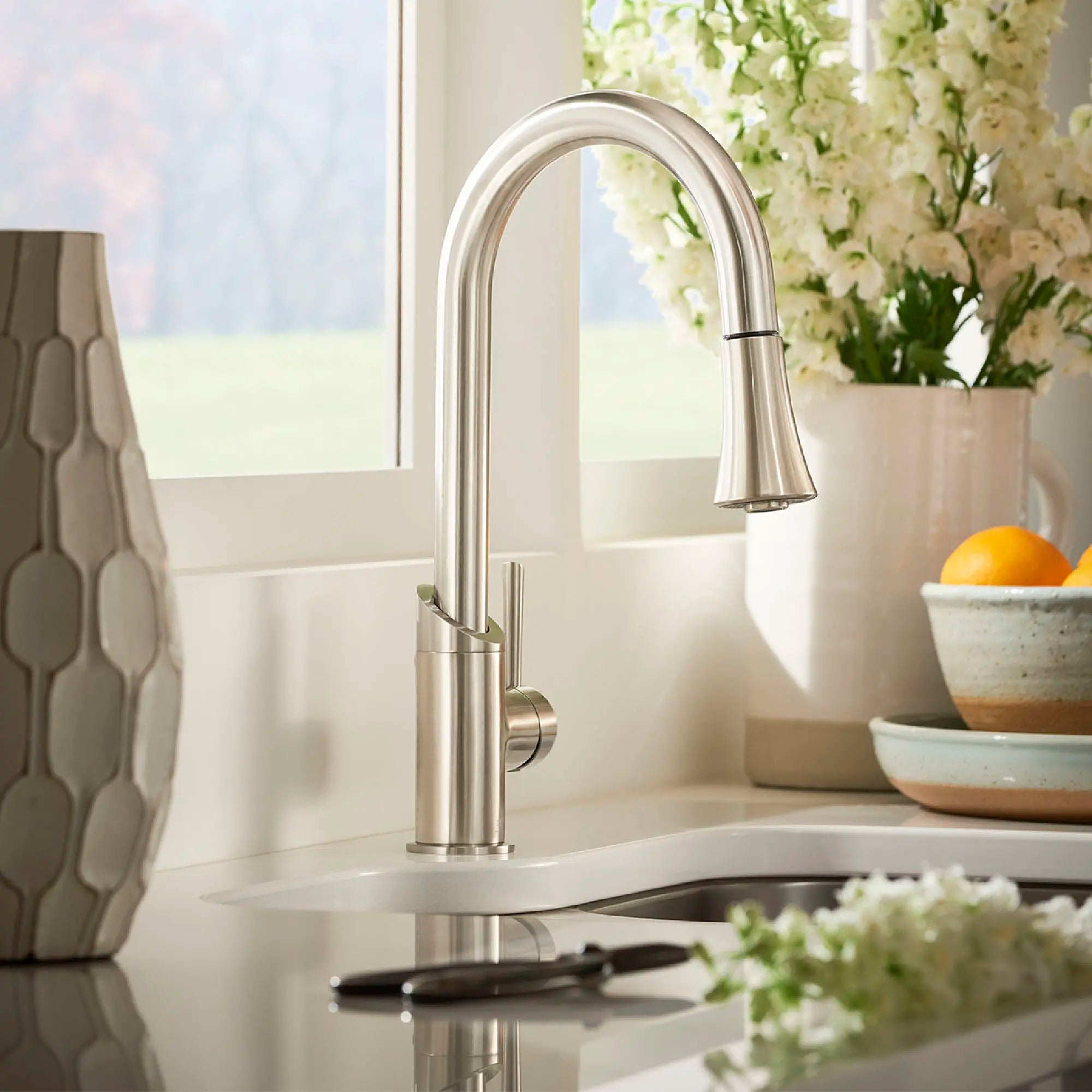 Fresno® Single Handle Pull-Down Kitchen Faucet with Lever Handle // ULTRA STEEL // 85836_B-D35403300355_2_CDNwebp.webp