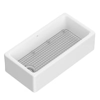 [D20066236.415] Hillside® 36 in. Apron Kitchen Sink with Offset Drain - Canvas White