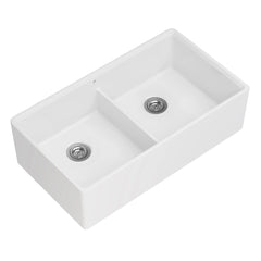 [D21180DB3620.415] Etre® 36 in. Double Apron Kitchen Sink - Canvas White